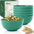 Wheat Straw Bowls 60oz, Unbreakable Large Cereal Bowls Set of 6, Plastic Bowls by WROVA