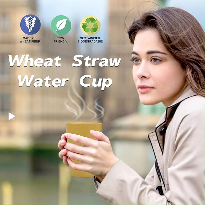 Wrova Wheat Straw Cups 6 PCS Good Alternative to Plastic Reusable Cups 20 oz - Image 6