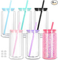 6 Pack 16 Oz Plastic Snow Globe Tumbler, Snowglobe Cups, Colorful | Pre Drilled by Tswofia