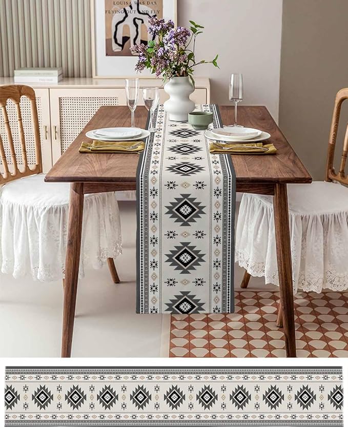 Boho Table Runners 70 Inches Long, Abstract Southwestern Kitchen Dining Tables - Image 6