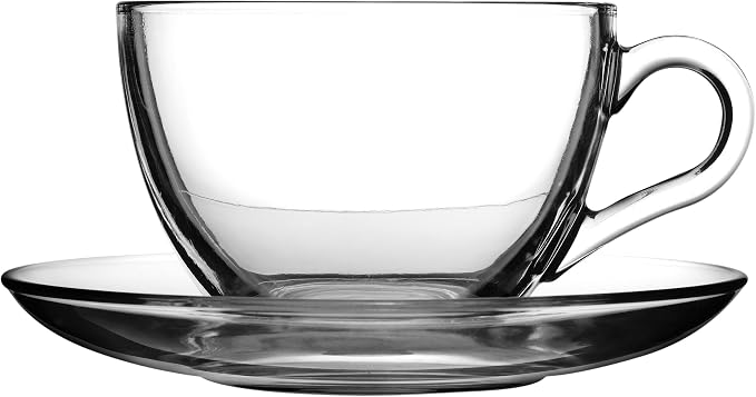 Pasabahce Premium Modern Turkish Tea Glasses & Saucers Set, 12 Piece Coffee by Pasabahce