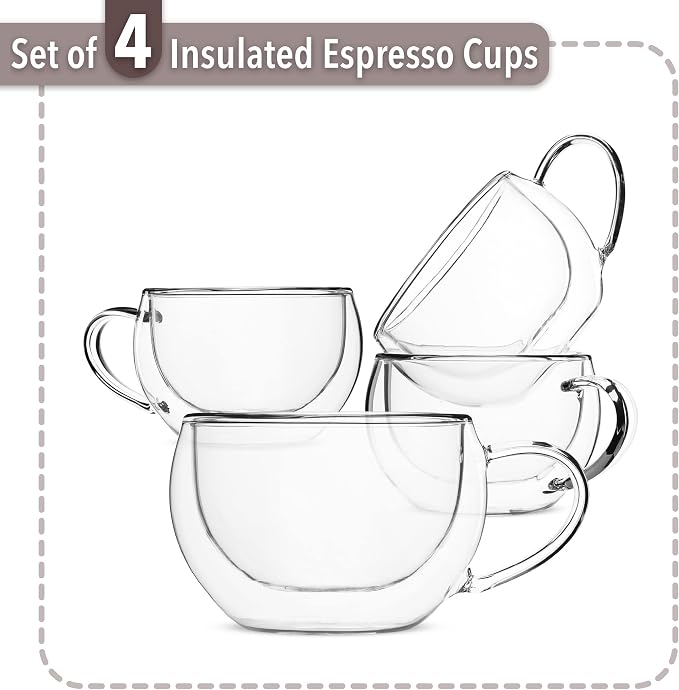 BTaT- Double Walled Espresso Cups, 6 oz, Double Wall Insulated Espresso Cups - Image 2