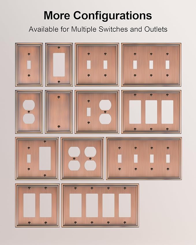 4-Pack Single Toggle Light Switch Cover Plate, Durable Solid Zinc Alloy Decorative Switch Plate Covers, Antique Copper 1 Gang Wall Plate, Corrosion Resistant