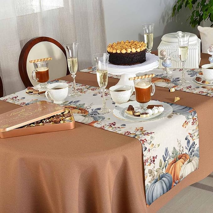Fall Thanksgiving Short Table Runners 36 Inches, Cotton Linen Fabric Autumn - Image 5