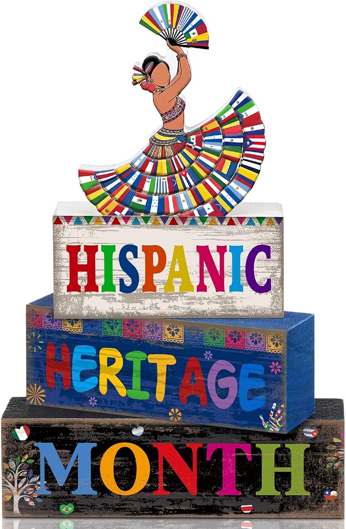 Moucuny 4 Pcs Hispanic Heritage Month Table Decorations Colorful Wooden Dancer by Moucuny