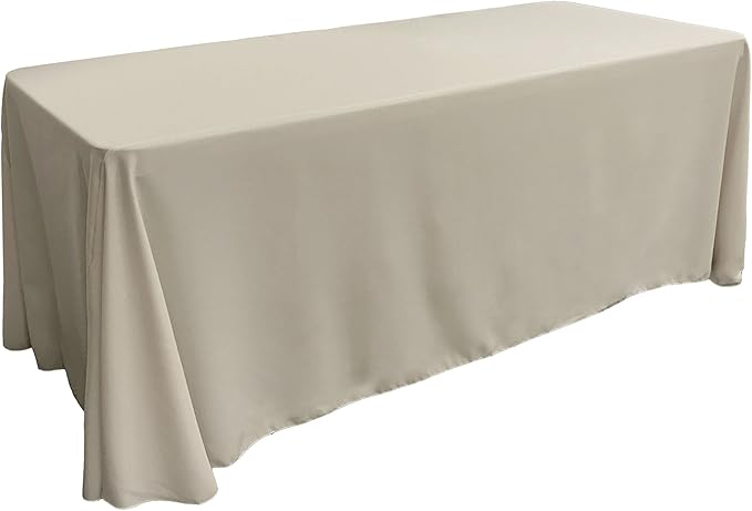 LA Linen Polyester Poplin Washable Rectangular Tablecloth, Stain and Wrinkle Resistant Table Cover 90x156, Fabric Table Cloth for Dinning, Kitchen, Party, Holiday 90 by 156-Inch, Gray Light