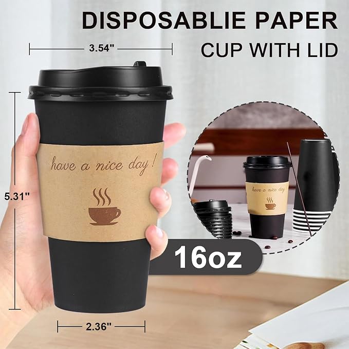 Clawsoff 500 Pack 16 oz Disposable Paper Coffee Cups - Image 2