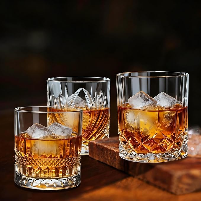 11 OZ Premium Whiskey Glasses (6-Piece) - Old Fashioned Glassware, Exquisite Craftsmanship for Scotch, Bourbon, Rum & Cocktails, Ideal for Self-Use or Gift for Whiskey Enthusiasts