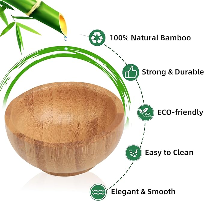 Dipping Bowls Set, Small Bamboo Pinch Bowls for Soy Sauce/Condiment/Snacks, Mini Serving Bowls for Charcuterie Board for BBQ/Entertaining, 1.4 oz Bamboo Wooden Ramekins