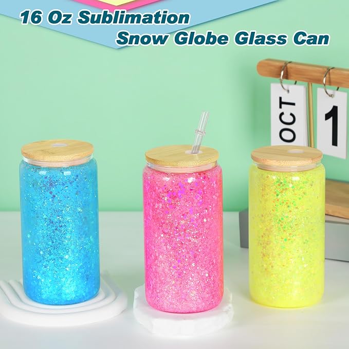 4 Pack 16 Oz Sublimation Snow Globe Tumbler, Snow Globe Cups - Image 5