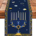 Hanukkah Burlap Table Runner Seasonal Kitchen Dining Linen Table Decoration by Worltoldb