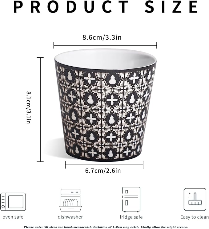 YQ&AMK 6.76oz Artisan Hand-Carved Jingdezhen Porcelain Cup – Black & White - Image 5