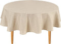 Hiasan Round Linen Tablecloth 30 Inch - Wrinkle and Stain Resistant Washable Polyester Fabric Table Cloth for Dining Room Kitchen Party, Beige