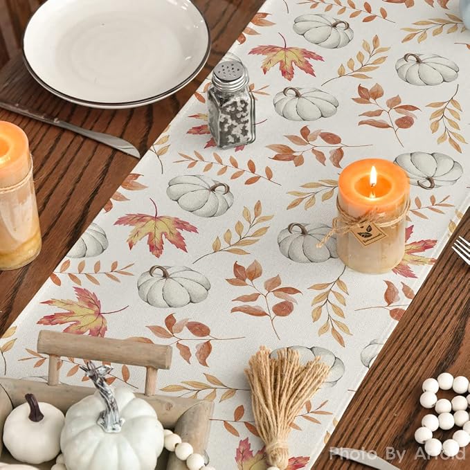 Artoid Mode 210 GSM Fall Table Runner 13x120 Inch Home Party Decor | Orange - Image 7