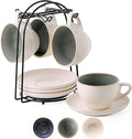 Stackable Cappuccino Cup Set of 4 Activated-Glazed Ceramic Coffee Cup | Ceramic by SIDUCAL