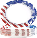 50Pcs Patriotic Oval Paper Plates 10" X 12" Large Heavy Duty Thank You Veterans Day Plates American Flag Patriotic Platters for Independence & Election Day 4th of July Independence Party Decorations