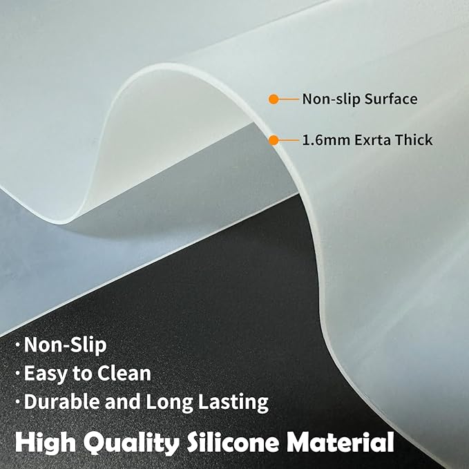 Silicone Mats for Kitchen Counter, 78.7''x 23.6''(200cmx60cm) Largest Heat Resistant Counter Mat Kitchen Island Waterproof Thicken Non-slip Countertop Protector Mat, Light Gray
