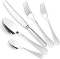 Semi-Matte Design Flatware, Silverware Set for 8 persons, 40 Piece - Spoons, Forks, and Knives 18/10 Stainless Steel, Dishwasher Safe