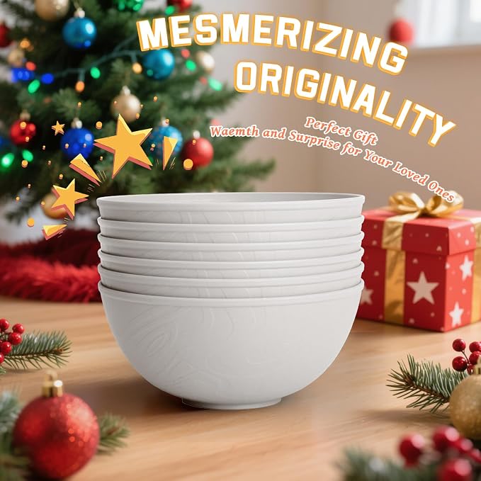 Wheat Straw Bowls with Unique Texture Design, 40 OZ Salad Bowls - Image 8