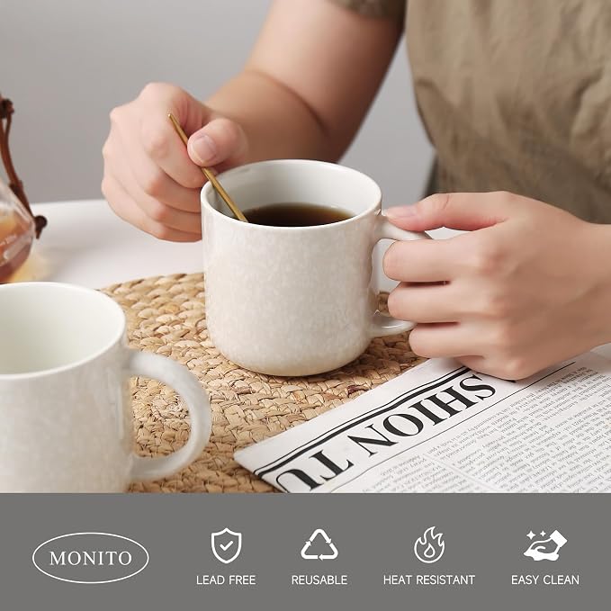 MONITO 12 OZ Coffee Mugs Set of 4, Modern Ceramic Coffee Mugs Set - Image 4