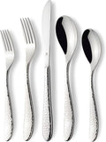 Hammered Silverware Set | Premium 18/10 Stainless Steel Flatware Service by DANIALLI