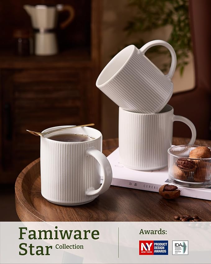famiware Coffee Mug Set for 8, Star 16 oz Catering Mugs Cup Set - Image 3