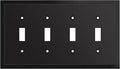 Henne Bery Modern Edge Decorative Wall Plate Switch Plate Outlet Cover, Durable Solid Zinc Alloy (Quad Toggle, Matte Black)