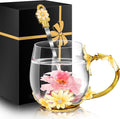 Women Glass Tea Coffee Pretty Cup Set Cute Mug You Are My Sunshine Sunflower by MNZZ