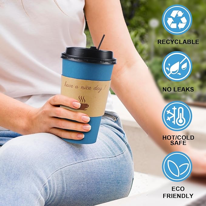 Clawsoff 100 Pack 16 oz Disposable Paper Coffee Cups - Image 4