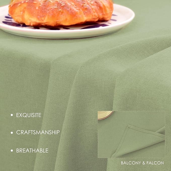 BALCONY & FALCON Rectangle Table Cloth – Waterproof, Wrinkle-Resistant & Dust-Proof Farmhouse Tablecloth for Dining, Kitchen, Party Decorations, Baby Shower, Spring Gatherings (Sage Green, 55" x 71")