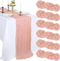 6 Pack 10Ft Blush Pink Cheesecloth Table Runner 23 x 120 Inch | Gauze Rustic by CKIKU