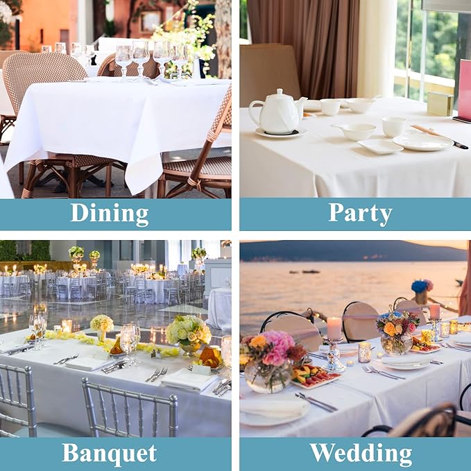 VidaFete 1 Pack 60 * 84inch Rectangle Tablecloth Polyester Table Cloth，Stain Resistant and Wrinkle Polyester Dining Table Cover for Kitchen Dinning Party Wedding Tabletop Buffet Decoration(White)
