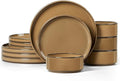 LIANYU Dinnerware Sets for 4, 12 Piece Modern Stoneware Dishes Set | Elegant by LIANYU