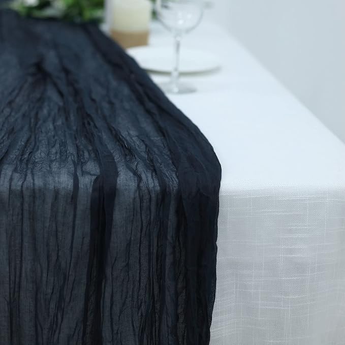Efavormart 10ft Navy Blue Gauze Table Runner - Image 8