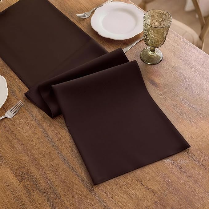 Brown Table Runner, Waterproof Washable Runners 108 Inches Long | Reusable - Image 3