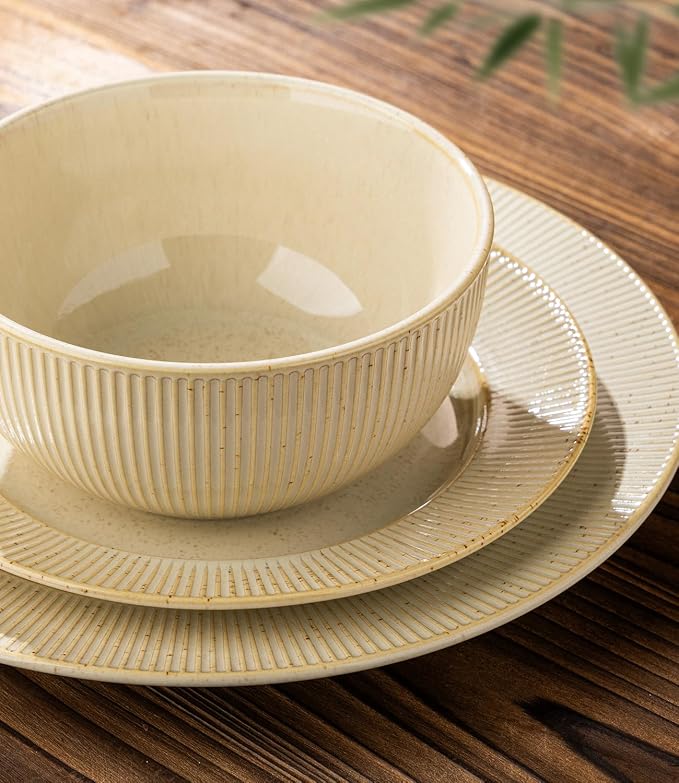 Ceramic Dinnerware Set for 6, 18-Piece Plates and Bowls Set | Lightweight - Image 5
