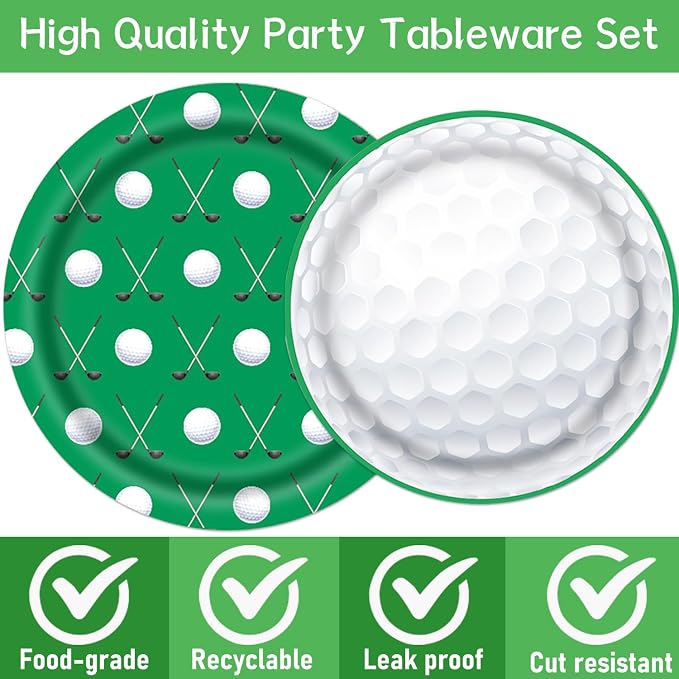Rakuto Golf Party Decorations 96PCS Plates Napkins Forks Tableware | Golf - Image 3