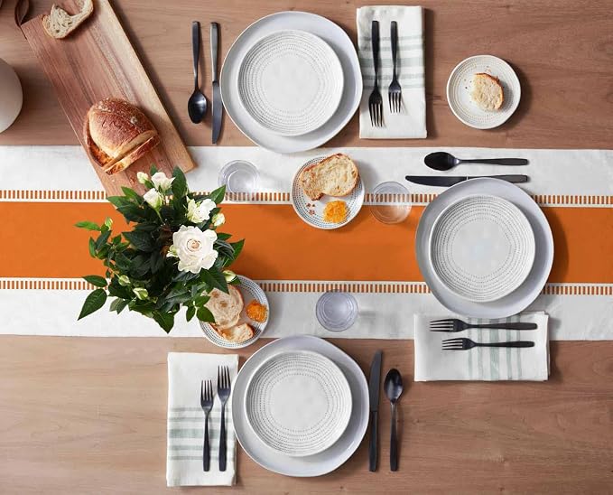 Orange Stripes Table Runners, Farmhouse Table Runner Dresser Scarves 70 inches - Image 3