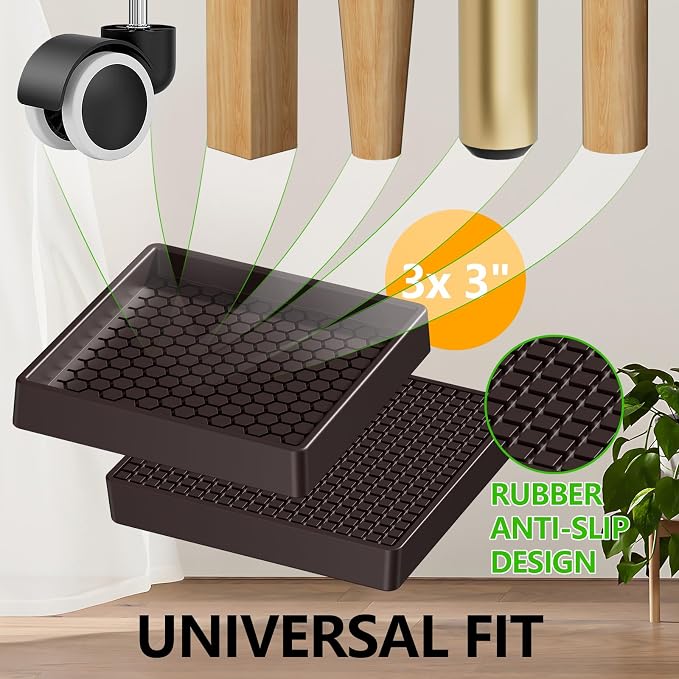Non Slip Furniture Pads- 3"x3" Square Anti Skid Caster Cups Furniture Coasters - Image 5