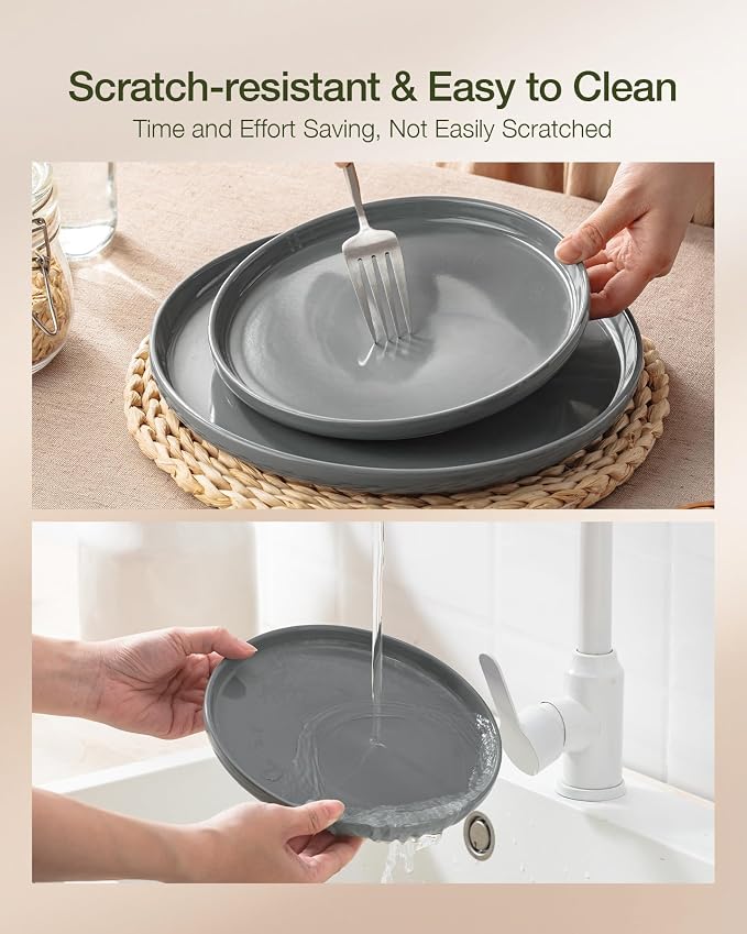 Famiware Milkyway 16-Piece Stoneware Plates and Bowls, Dark Gray | Dinnerware - Image 8