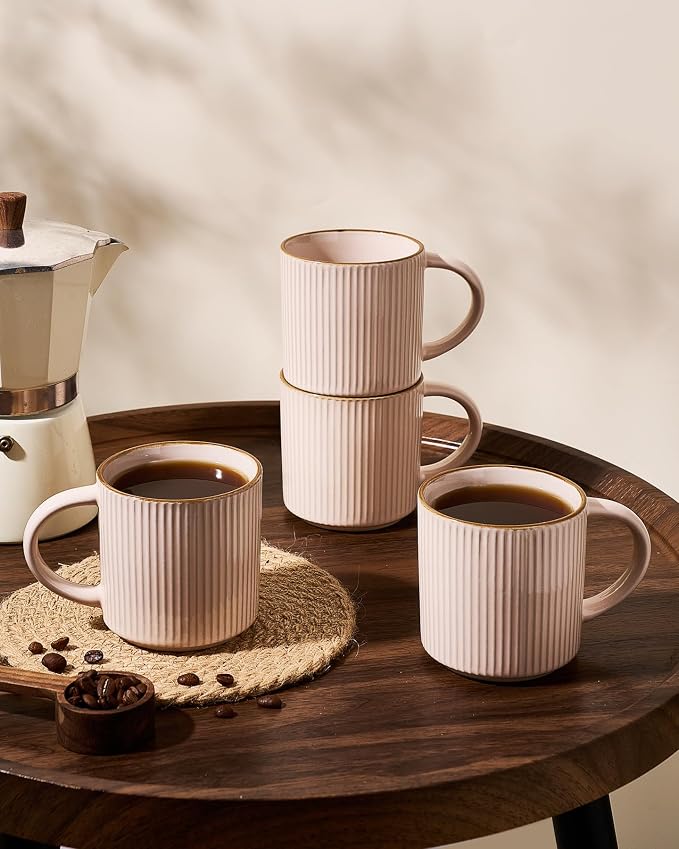 famiware Star Coffee Mug Set for 6, Handcrafted 12 oz Ceramic Stoneware Mugs - Image 3