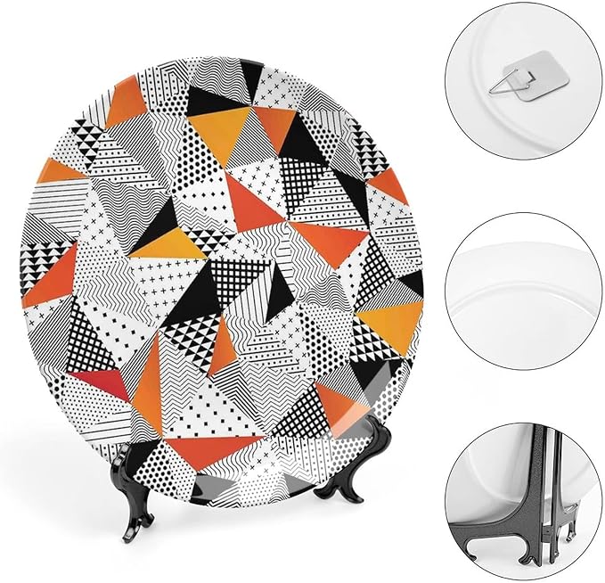 Decorative Plates, Abstract Decor Print Ornament, Fashionable Polygonal Artwork Panes Craft Projects, 6 Inch, Kitchen Wall Decor, Multy