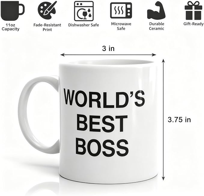 Worlds Best Boss Mug for Managers and Coworkers, Funny Boss Gift Cup | 11oz - Image 3