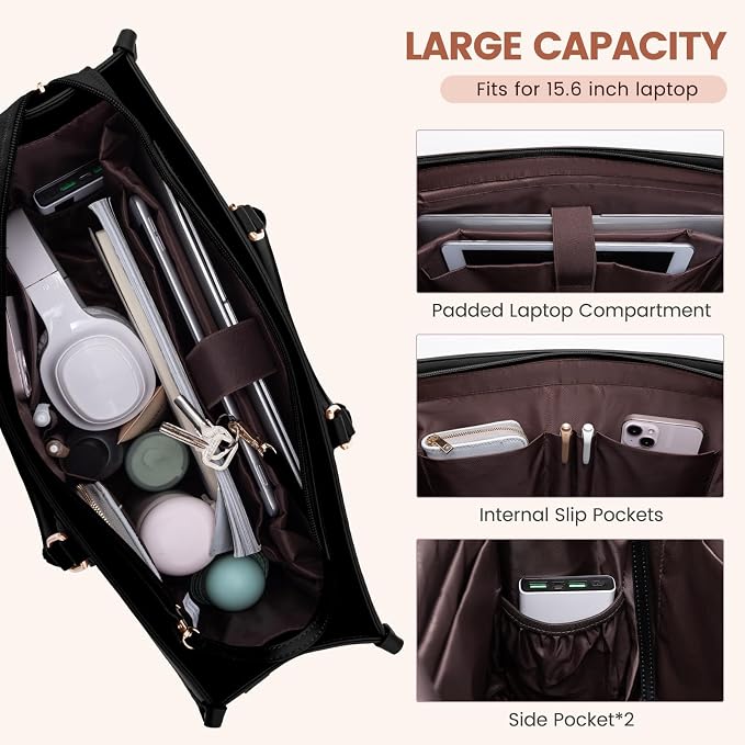 LOVEVOOK Laptop Bag for Women 17 lnch, Waterproof Laptops Tote Bags for Womens - Image 3