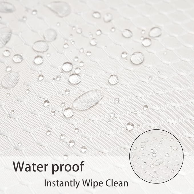 Place Mats Set of 8 – Rectangle Rectangular Waterproof Fabric Polyester Cloth Washable Wipeable Heat Resistant Placemats for Kitchen Dining Dinner Table Indoor 13 x 19 Inch Ivory