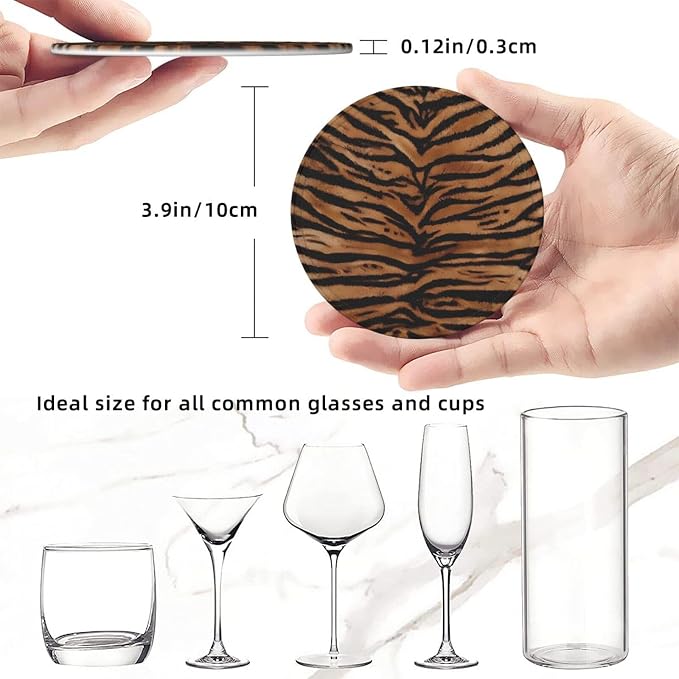 Tiger Skin Wild Africa Animals Premium Leather Coasters - Image 6
