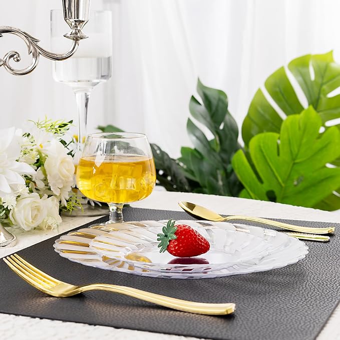U-QE 60 Pieces Clear Plastic Plates - Image 5