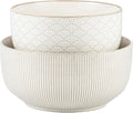 Mikiegy Ceramic Mixing Bowls Set of 2, Nesting Ceramic Embossment Stoneware by MIKIGEY