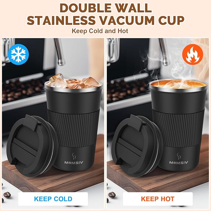MOMSIV 12oz Travel Coffee Mug, Insulated Coffee Cup - Image 3
