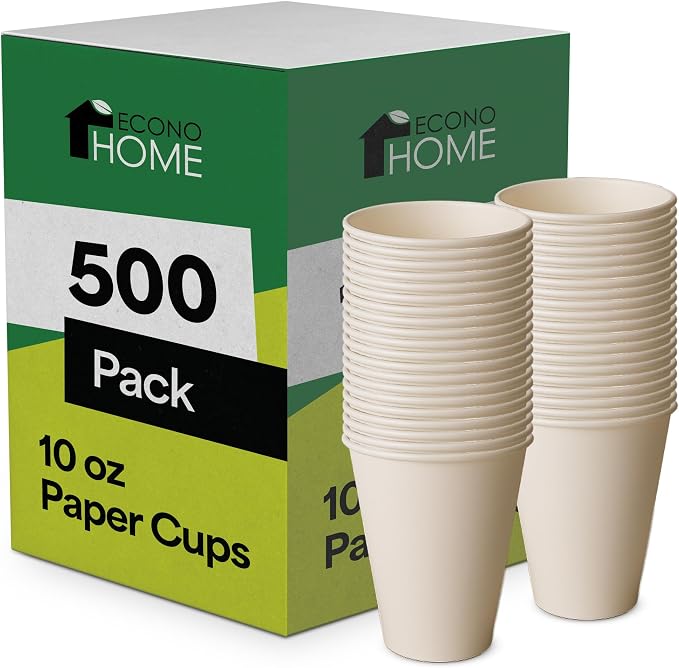 EconoHome 10 oz 500 Pack Disposable Coffee Paper Cups by EconoHome